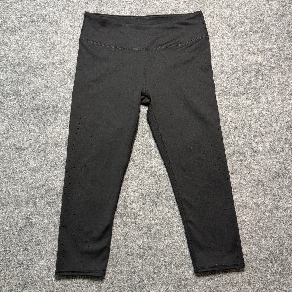 Fabletics Black Crop‎ Leggings Small Laser Cut High Waist Athletic